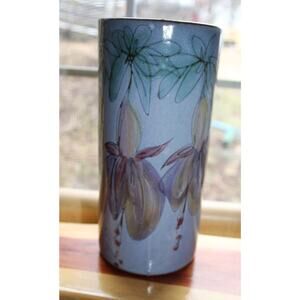 Antiqua hand crafted redware flower vase signed